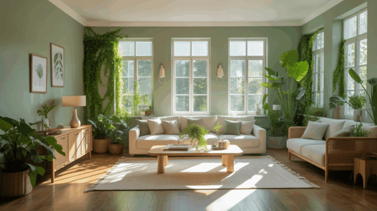 salon moderne lumineux plantes